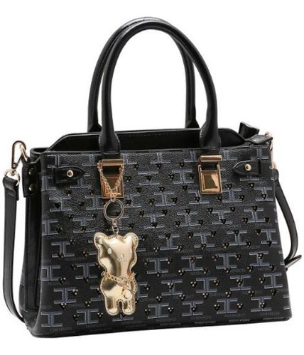 Bolsa Feminina Chenson Strass Cristal Monograma Preto