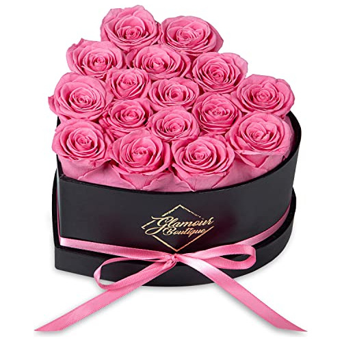 16-piece Forever Flowers Heart Shape Box, Preserved Ros...