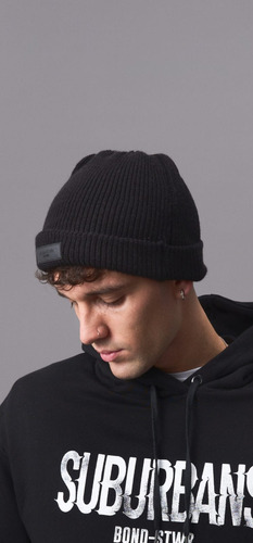 Gorro Para Hombre Mujer Tejido Aplique De Frente Negro Bond