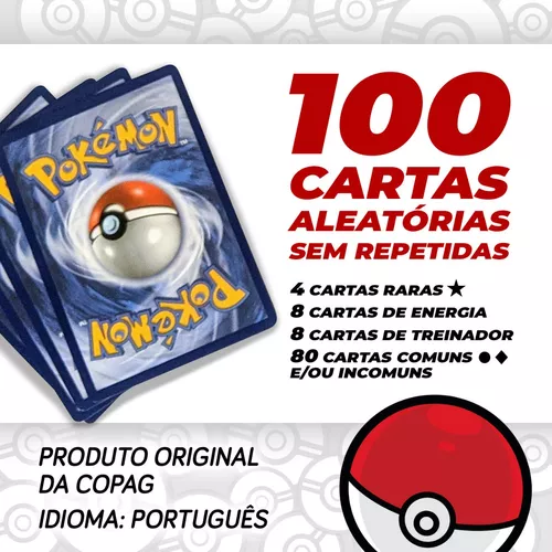 Lote Kit Pokemon 100 Cartas Aleatórias Sem Nenhuma Repetida