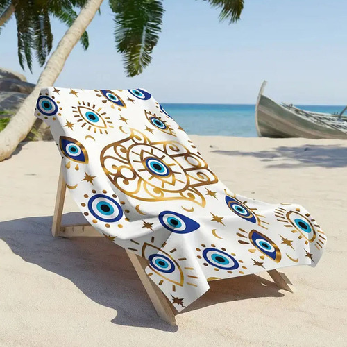 Toalla De Playa Con Patrón Blanco