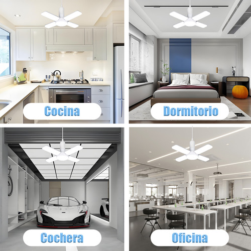 Foco Led 2 Pcs Luz Fría Blanca 36w Hoja Cuádruple Plegable