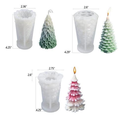 Molde Para Velas Con Forma De Árbol De Navidad, 3 Unidades,
