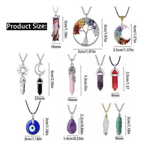 ** 12 Pzs Cristal Collar Dije Cuarzo Natural Gema Prisma