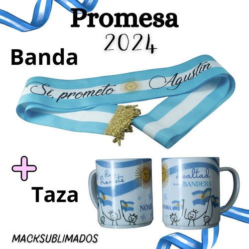 Banda Promesa A La Bandera + Taza Personalizada