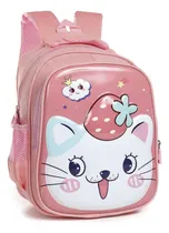 Comprar Mochila Escolar Infantil Trendy Diseño 3d Color Rosa Diseño De La Tela Liso