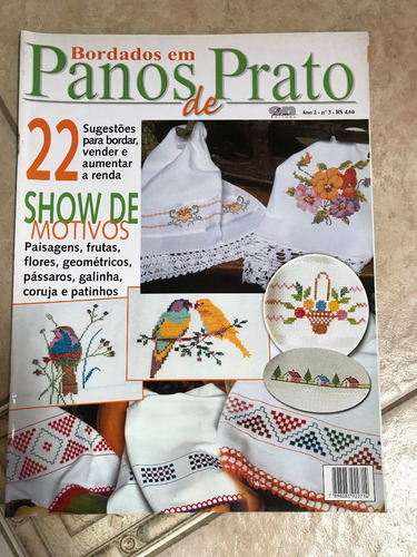 Revista Bordados Em Panos De Prato 3 Paisagens Frutas 390a