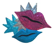 Comprar Aplique Bordado De Lentejuelas Labios Con Estrellas 22x18cm Fucsia Lentejuelas