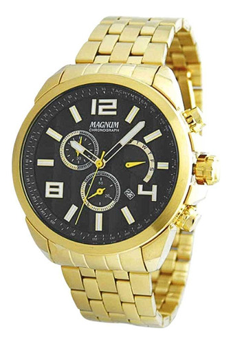 Relógio Masculino Magnum Cronógrafo Ma35271u - Dourado