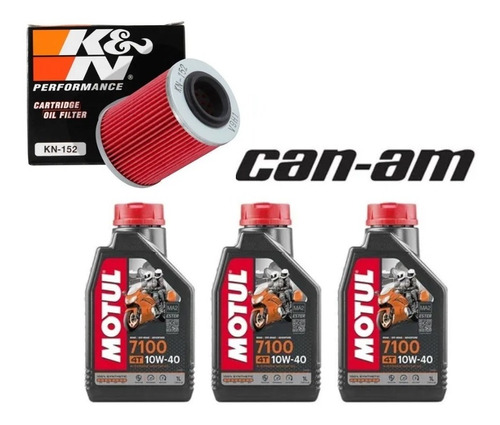 Kit Troca Óleo Canam Outlander 400 Motul 7100 10w40 Kn-152