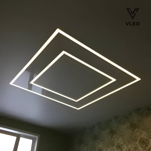 Perfil De Led Embutir No Frame Duplo C/ Iluminação Indireta