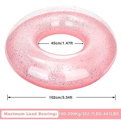 Salvavidas Inflable Color Amarillo Glitter Diametro De 120cm