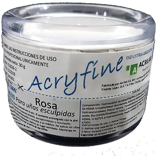 Gel Construcción Acryfine  X30g Uñas Esculpidas Acrilab Rosa