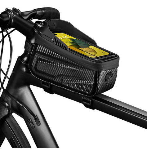 Bolsa De Bicicleta Impermeable Para Celular Pantalla Táctil Color Negro