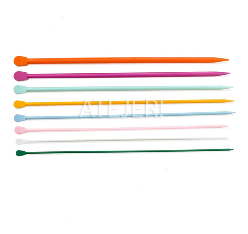 Imagen 4 de 4 de Par Dos Agujas Tejer De Plástico Tricot N° 2.5 Al 5.5 X Par