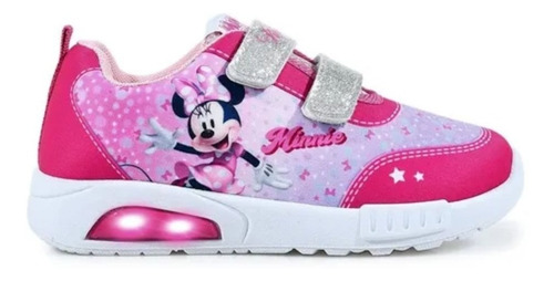 Zapatillas Footy Disney Pop Minnie Rosa Velcro Con Luces 