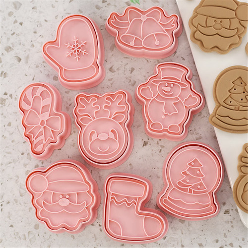 Juego De Moldes Navideños De 8 Piezas Para Tartas, Glaseado