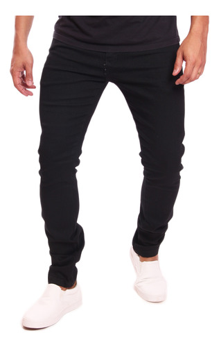 Calça Jeans Masculina Com Elastano Lycra Básica Skinny Preto