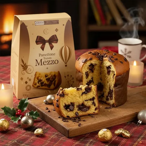 Panetone Cacau Show Mezzo Natal 2025 Trufado 580g Recheado