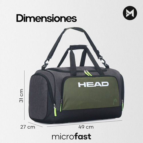 Imagen 7 de 8 de Bolso Deportivo Head Original Anti Desgarro Urbano Viaje Gim