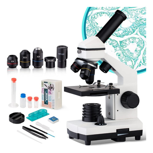  Microscopio Biológico Niños Set Para Laboratorio 250x-2000x