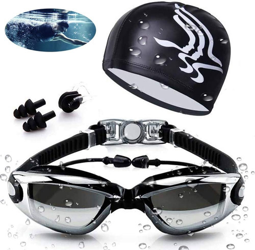 Aokelily Juego De Gafas De Natación Y Gorra 4 En 1, Lentes D