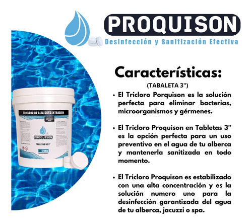 Cloro Alberca Desinfectante Tabletas 3 Pulg. 20 Kg Tricloro