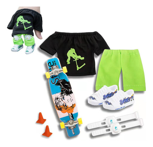 Conjunto Mini Skate E Patinete Com Roupa De Dedo