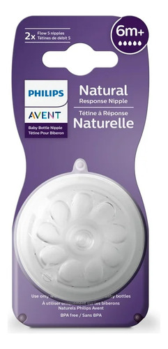 Set 2 Tetinas Avent Natural Response 6m+ Antigoteo Scy965/02