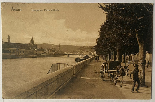 Antigua Postal, Puente Victoria, 1907, Verona, Italia, 4p011