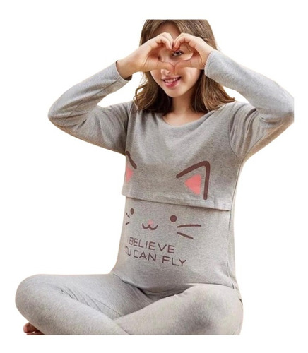 Pijama Maternal Y Lactancia Gatito