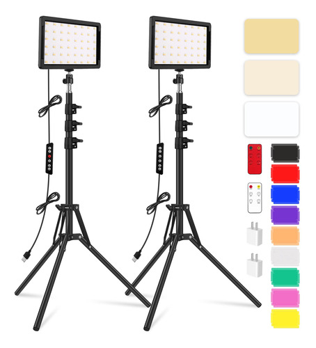 Unicucp Kit De 2 Luces Led De Video Con Soporte De Trpode De