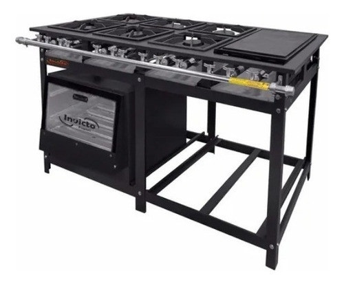 Fogão Industrial 6 Bocas Reforçado 2 Forno+chapa Premium Cor Cinza Ral