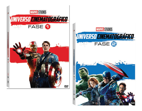 Imagem 1 de 3 de Box Filmes Fase 1 E 2 Universo Marvel Filmes 12 Dvd's Novo