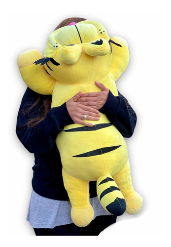 Peluche Garfield Grande 80cm Acostado + 3 Globos + Moño