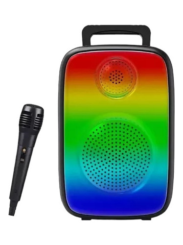 Parlante Portatil Bluetooth Radio Fm Con Microfono Luces Led