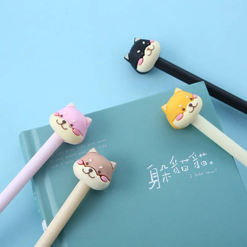 Plumas Kawaii Shiba Plumas Kawaii Perritos 12pz Bolígrafo