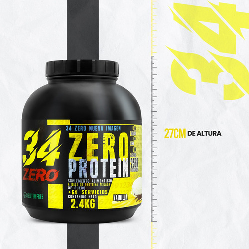 Suplemento En Polvo Proteína 34 Zero 2.4kg 80 Servicios Vainilla
