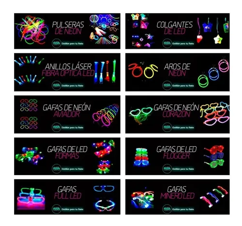 comprar Combo Cotillon Luminoso 369 Artículos 150\u002F180 Personas Led