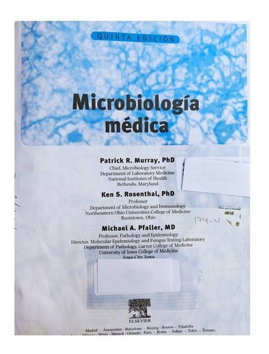 Libro Microbiología Medica Murray, Rosenthal & Pfaller 159f2 (Usado)
