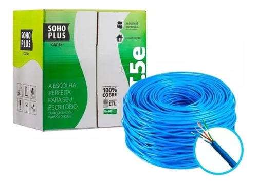 Cabo De Rede Sohoplus Furukawa Cat.5e U/utp 24awg 4p Az 305m