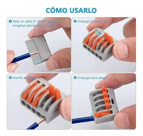 Pack100 Conectores Eléctrico Rápido Tipo Wago 3 Entradas