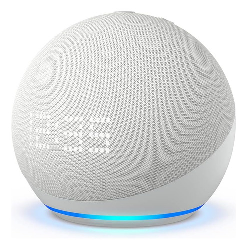 Amazon Echo Dot 5th Gen with clock con asistente virtual Alexa pantalla integrada glacier white 110V/240V