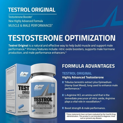Gat Testrol 60 Tabs Aminoácidos Sin Sabor Gym Sin Sabor