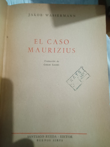 El Caso Maurizius Jakob Wassermann