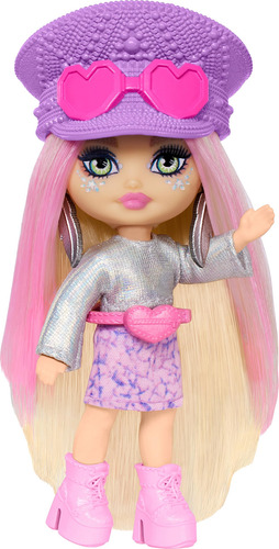Muñeca De Viaje Barbie Extra Mini Minis Con Diseño Metálico
