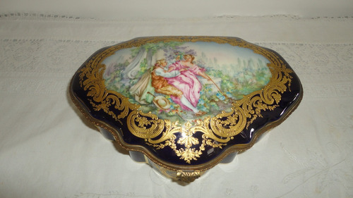 Cofre Joyero Sevres Antiguo Chateau Chambord Firmado Vealo