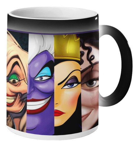 Taza Mágica Villanas Ursula,maléfica,cruela R