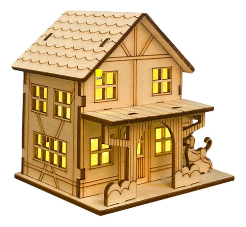 Escultura De Casa De Madera Sin Estilo B 9.8x7.5x9.3cm