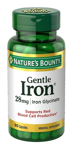 Hierro Nature's Bounty Gentle Iron 90u 28mg + Vitamina C B12 Sabor Neutro